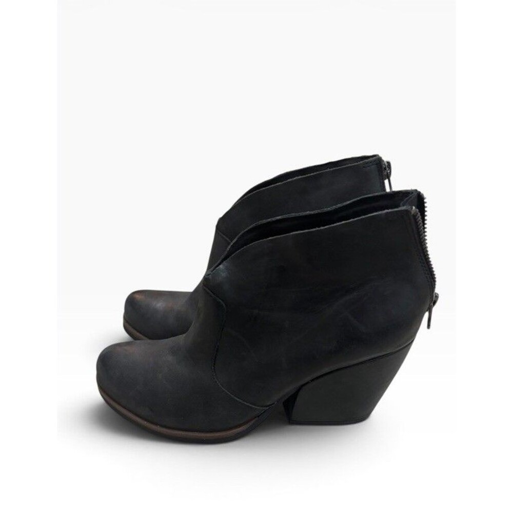 Korks  Women's Leather Black  Heeled Ankle Boot  Bootie Boho Modern Chic Sz 9.5